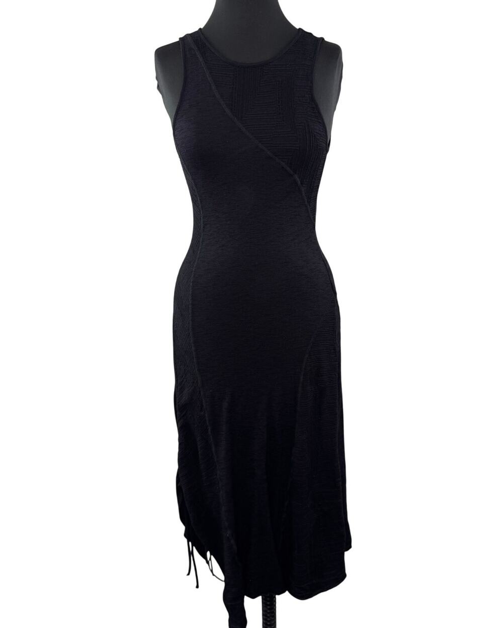 Metalicus Australia Black Tank Dress Merino Wool Ruched Textured Party Size S/M